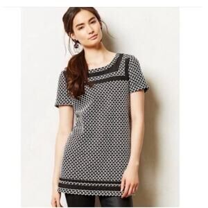 Anthropologie Tunic Top Womens Size L Basketweave Knit Shift Mini Dress Postmark